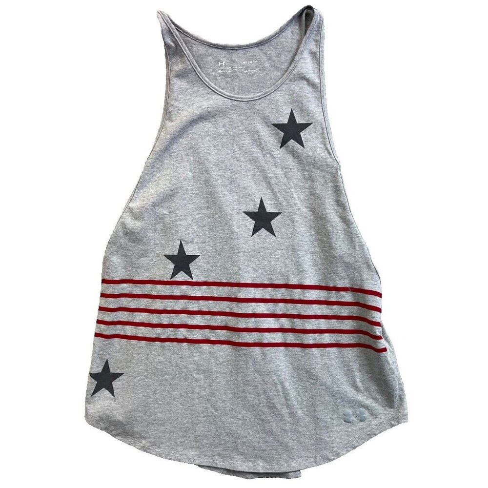 Under Armour Tank Top Womens Large Gray American Flag Patriotic LooseSz Med